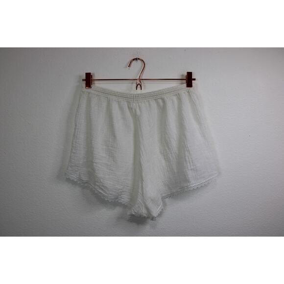 VTG 2 pc High Waisted Nightie Short Shorts & Top Pajama Lounge Set White Gauze L - Picture 7 of 16
